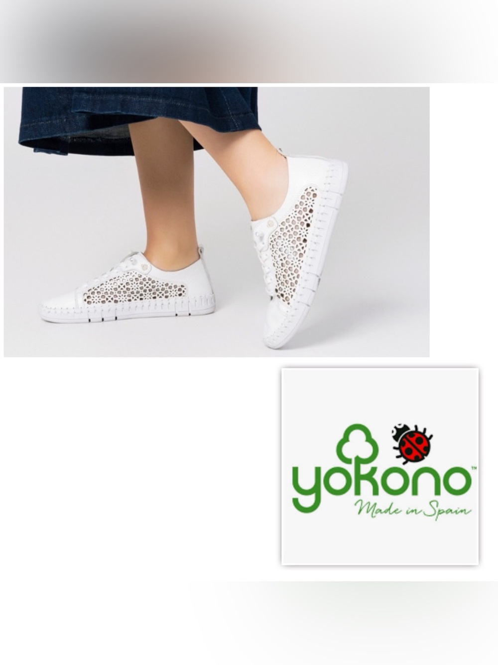 NWT YOKONO Flow Women 8 White Perforated Lace Up Genuine Leather Sneakers Shoes